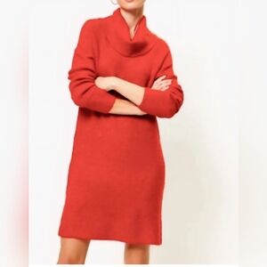 LOFT Cowl Neck Sweater Dress Red-orange NWT